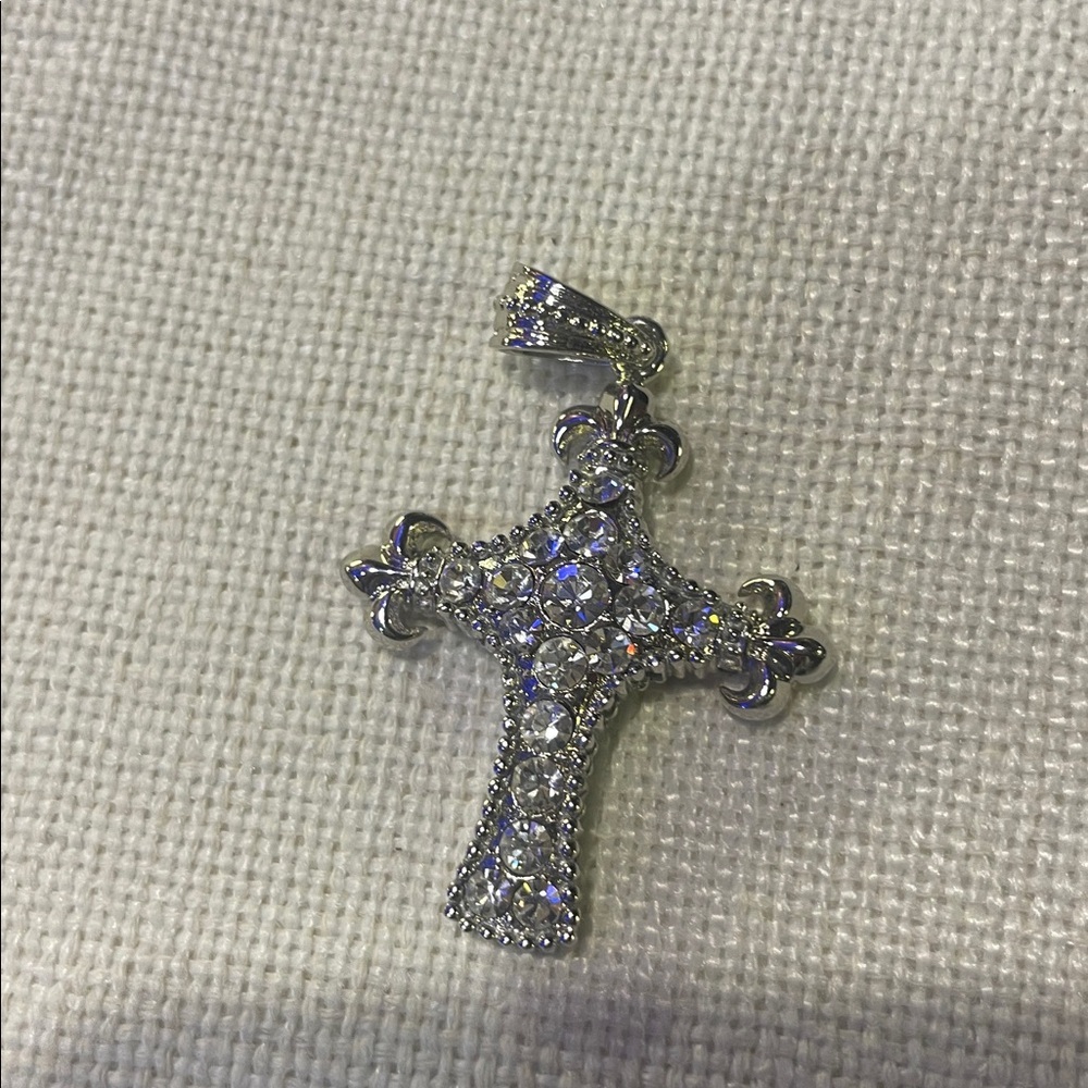 Silver Cross Pendant with Crystals - Picture 6 of 7